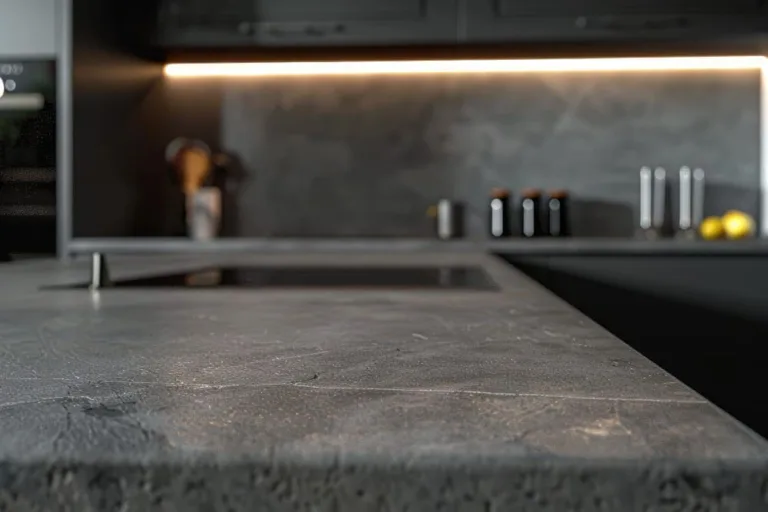 Szary blat kuchenny w kuchni